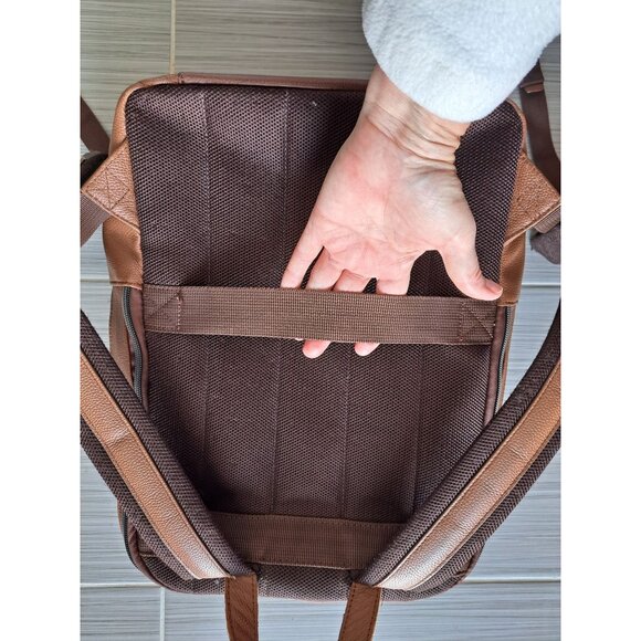 Samsonite Backpack Business Laptop Holder Brown Pebbled Leather Multiple Zipper - Picture 5 of 16